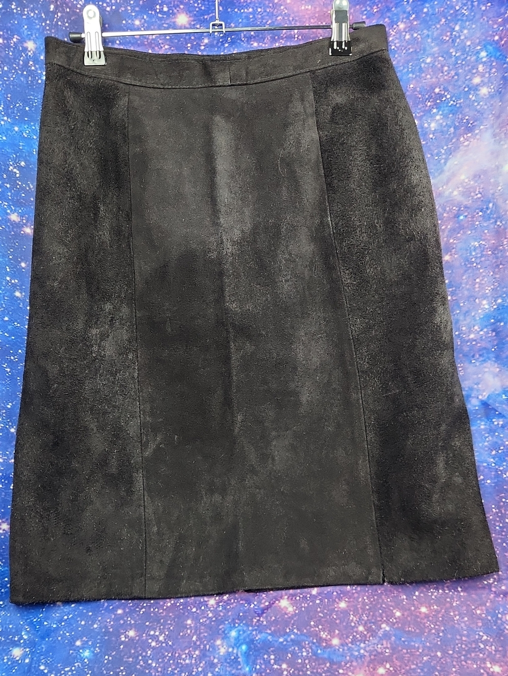 Phoenix Black Asymmetrical Panel Suede-Look Skirt